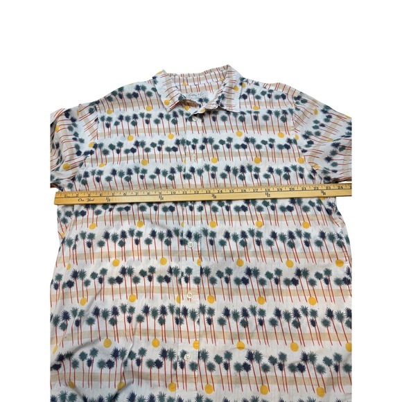 Cotton & Co Mens XL Palm Tree Sun Print Button Down Shirt Tropical Short Sleeve - Picture 5 of 8